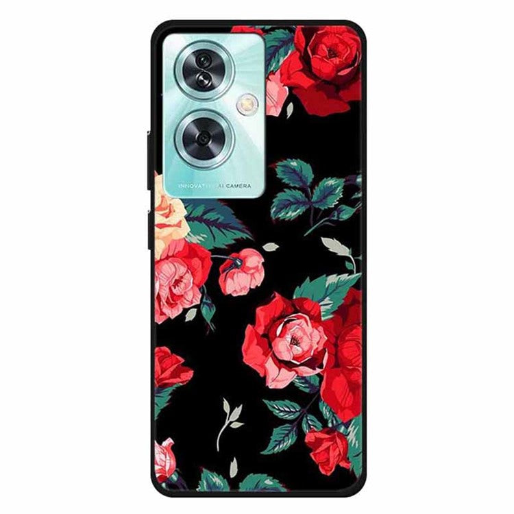 For OnePlus Nord N30 SE 5G Case Pattern Printed TPU Protective Phone Cover - Black / Rose
