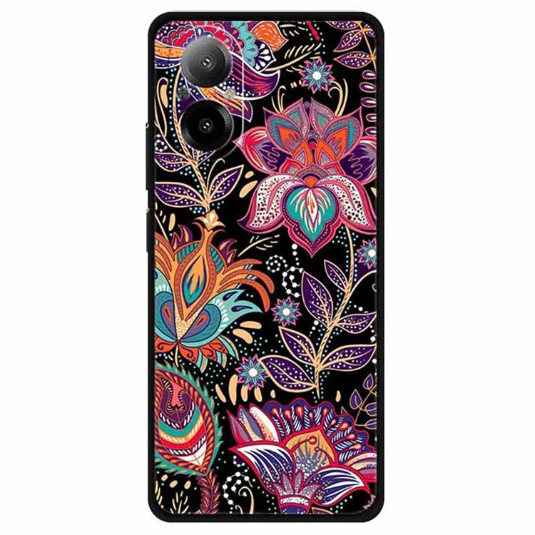 For Realme C67 4G Case Anti-Scratch Pattern Printing Soft TPU Phone Cover - Purple Leaf Flower