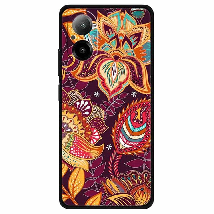 For Realme C67 4G Case Anti-scratch Pattern Printing Soft TPU Phone Cover - Cercis Gold Flower