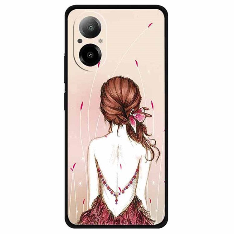 For Realme C67 4G Case Anti-scratch Pattern Printing Soft TPU Phone Cover - Sketch Girl