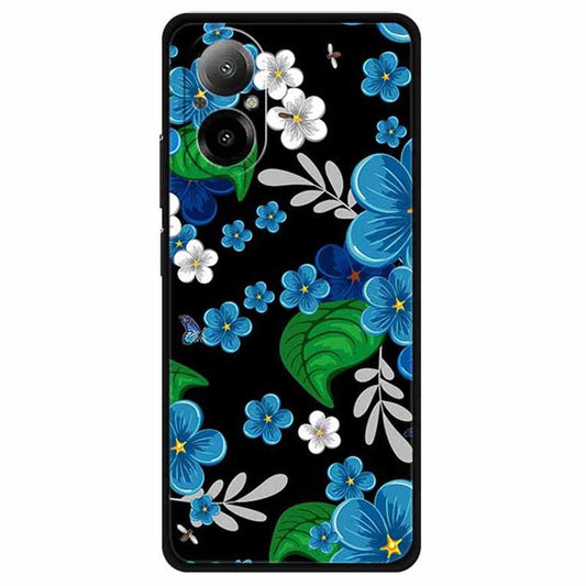 For Realme C67 4G Case Anti-scratch Pattern Printing Soft TPU Phone Cover - Blue Flower
