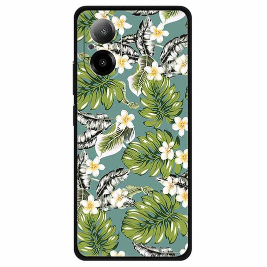For Realme C67 4G Case Anti-scratch Pattern Printing Soft TPU Phone Cover - Plantain Leaf+Gold Flower