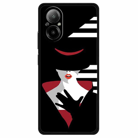 For Realme C67 4G Case Anti-scratch Pattern Printing Soft TPU Phone Cover - Lady in Black Hat