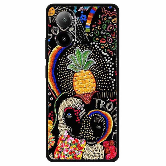 For Realme C67 4G Case Anti-scratch Pattern Printing Soft TPU Phone Cover - Pineapple Flower