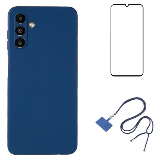 WANLONFENG RB1 Series For Samsung Galaxy A13 5G Case Soft TPU Phone Cover with Tempered Glass Film -  Sapphire