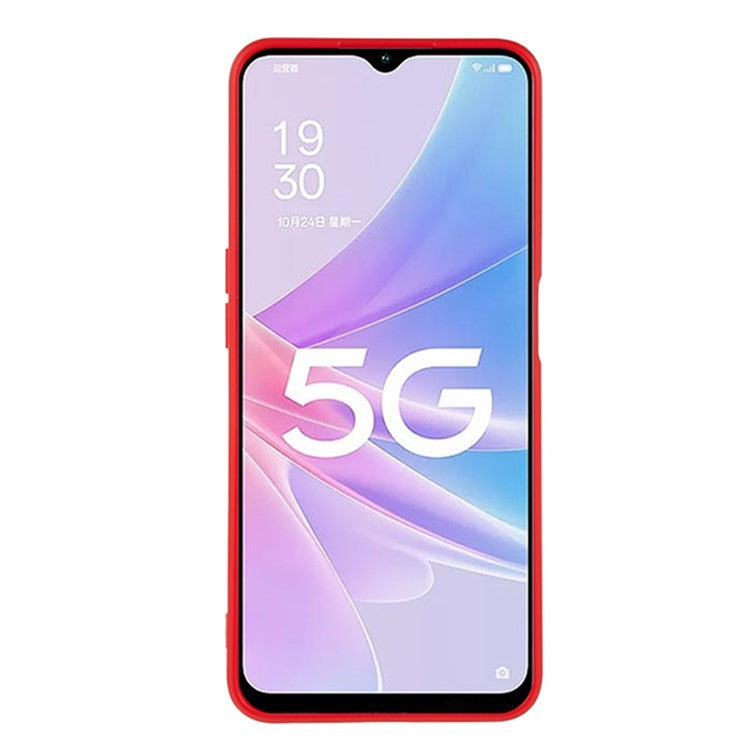 WANLONFENG RB1 Series For Oppo A58 5G TPU Phone Case Screen Film+Lanyard 3-in-1 - Red