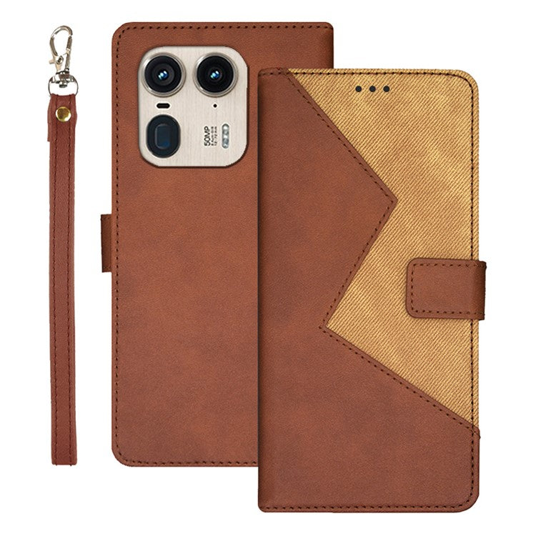 IDEWEI For Motorola Edge 50 Ultra 5G / Moto X50 Ultra 5G Case PU Leather Card Holder Splicing Color Phone Cover - Brown