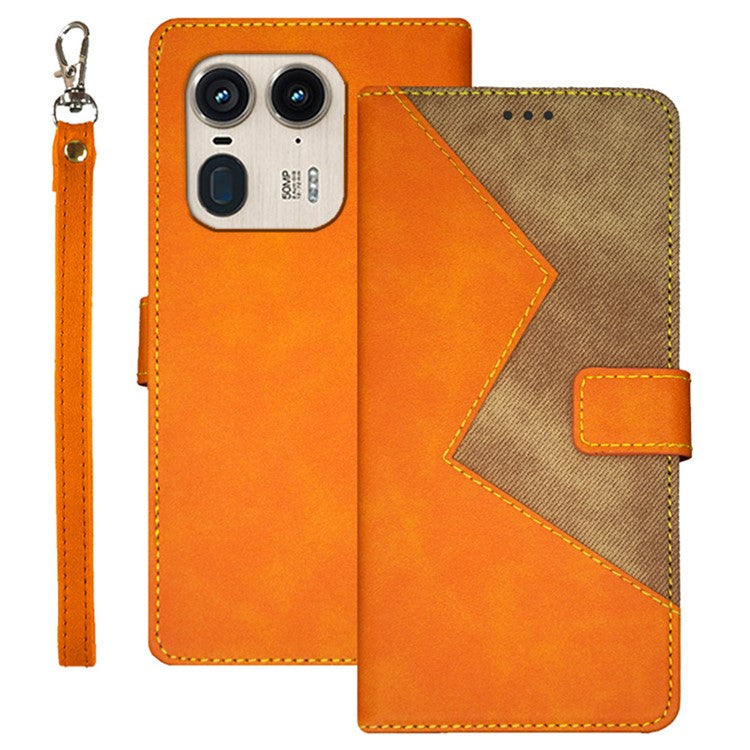 IDEWEI For Motorola Edge 50 Ultra 5G / Moto X50 Ultra 5G Case PU Leather Card Holder Splicing Color Phone Cover - Yellow