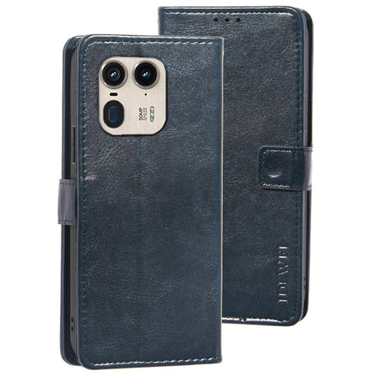 IDEWEI For Motorola Edge 50 Ultra 5G / Moto X50 Ultra 5G Leather Case Phone Wallet Cover Crazy Horse Texture - Dark Blue