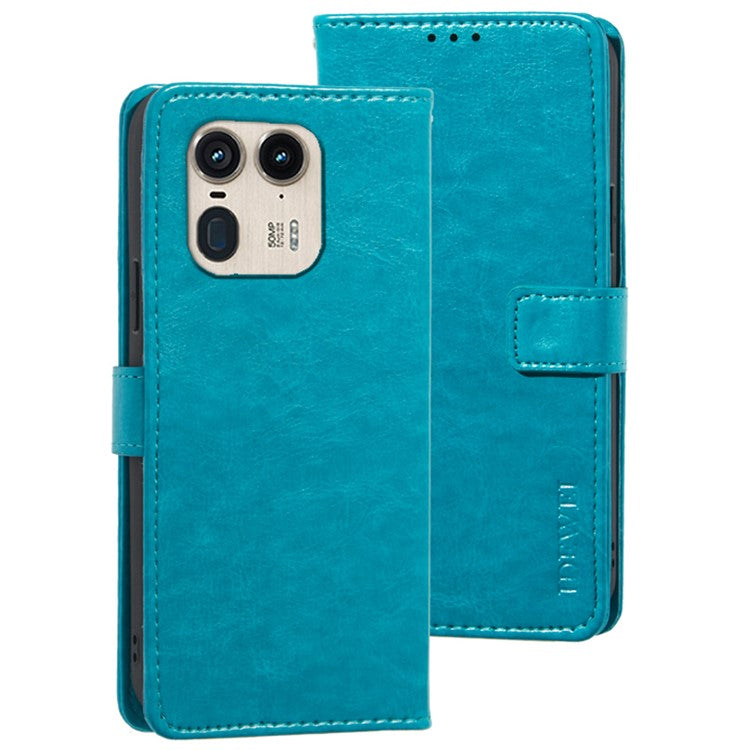 IDEWEI For Motorola Edge 50 Ultra 5G / Moto X50 Ultra 5G Leather Case Phone Wallet Cover Crazy Horse Texture - Sky Blue