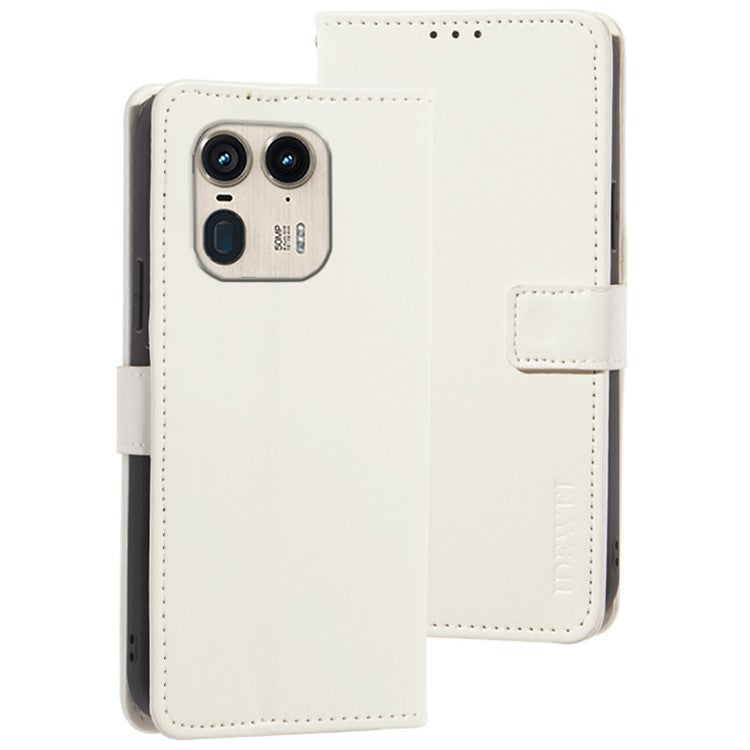 IDEWEI For Motorola Edge 50 Ultra 5G / Moto X50 Ultra 5G Leather Case Phone Wallet Cover Crazy Horse Texture - White
