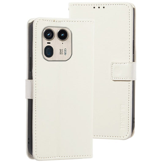 IDEWEI For Motorola Edge 50 Ultra 5G / Moto X50 Ultra 5G Leather Case Phone Wallet Cover Crazy Horse Texture - White