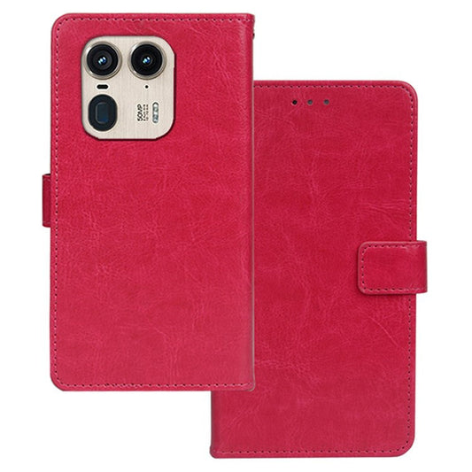 IDEWEI for Motorola Edge 50 Ultra 5G / Moto X50 Ultra 5G Phone Case Crazy Horse Texture Leather Flip Cover - Rose