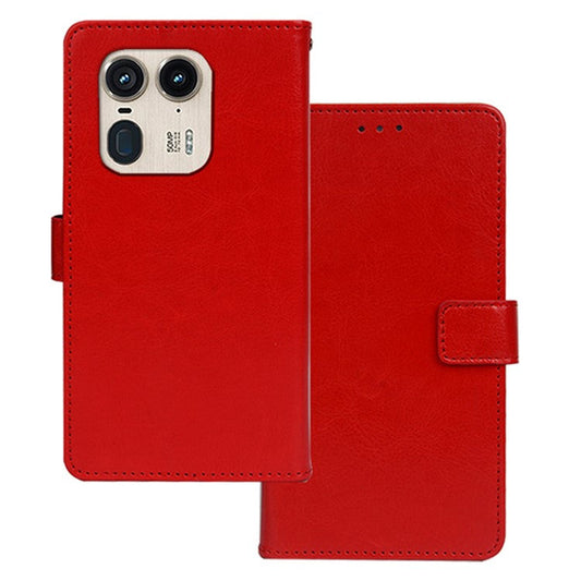 IDEWEI for Motorola Edge 50 Ultra 5G / Moto X50 Ultra 5G Phone Case Crazy Horse Texture Leather Flip Cover - Red