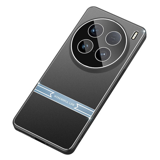 For vivo X100 Ultra 5G Cell Phone Case Metal+PC+TPU Drop-proof Matte Back Cover - Black+Blue