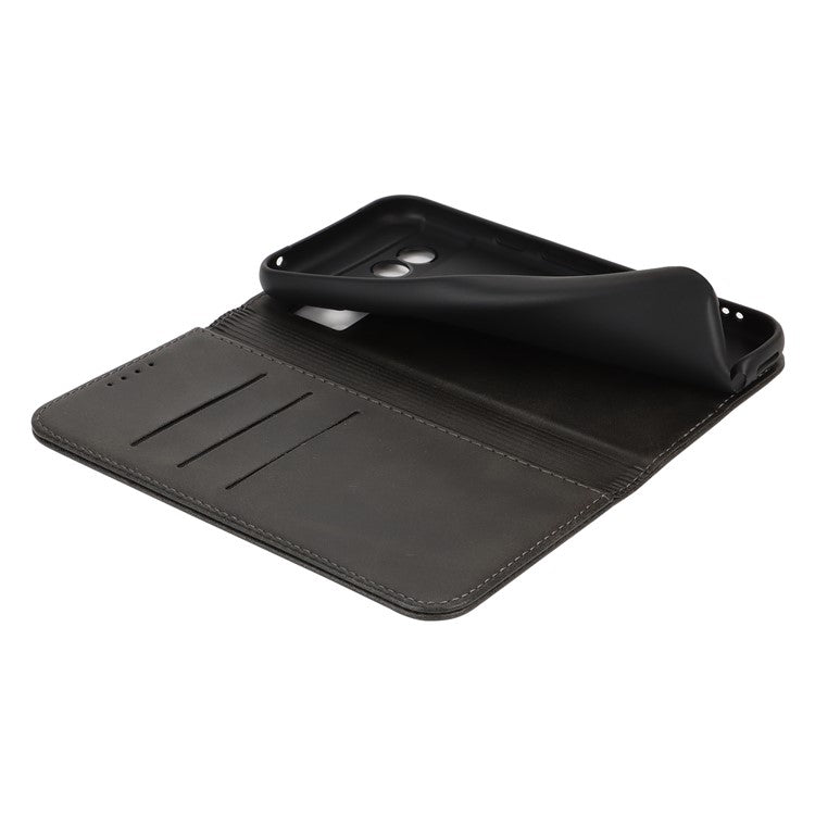 For Google Pixel 8a Case PU Leather Calf Textured Magnetic Closing Smart Phone Cover - Black