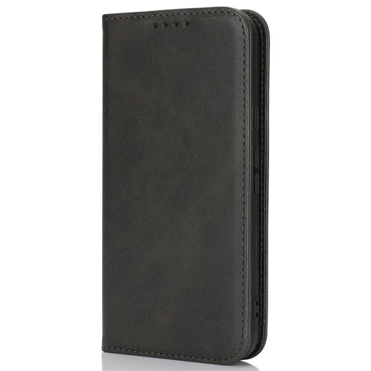 For Google Pixel 8a Case PU Leather Calf Textured Magnetic Closing Smart Phone Cover - Black