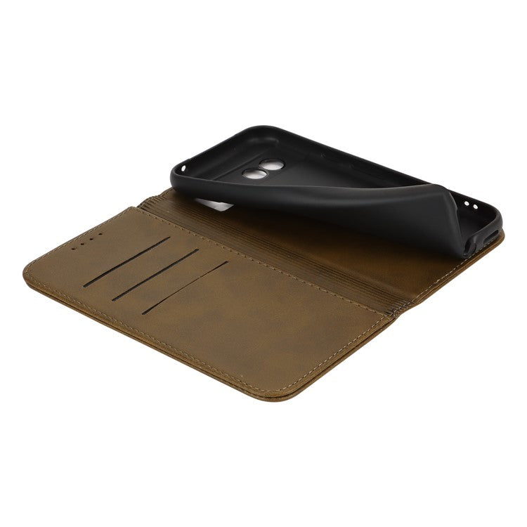 For Google Pixel 8a Case PU Leather Calf Textured Magnetic Closing Smart Phone Cover - Dark Green