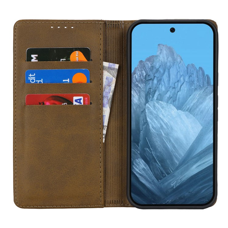 For Google Pixel 9 / Pixel 9 Pro Case PU Leather Wallet Magnetic Closing Phone Cover -  Dark Green