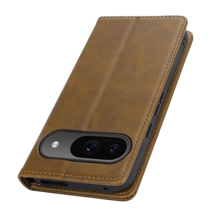 For Google Pixel 9 / Pixel 9 Pro Case PU Leather Wallet Magnetic Closing Phone Cover -  Dark Green