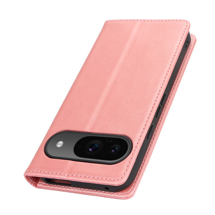 For Google Pixel 9 / Pixel 9 Pro Case PU Leather Wallet Magnetic Closing Phone Cover -  Rose Gold