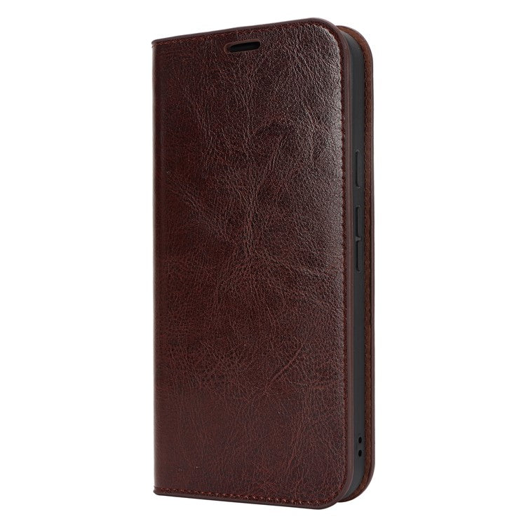 For Google Pixel 9 / 9 Pro Case Crazy Horse Texture Split Leather Wallet Phone Cover - Dark Brown