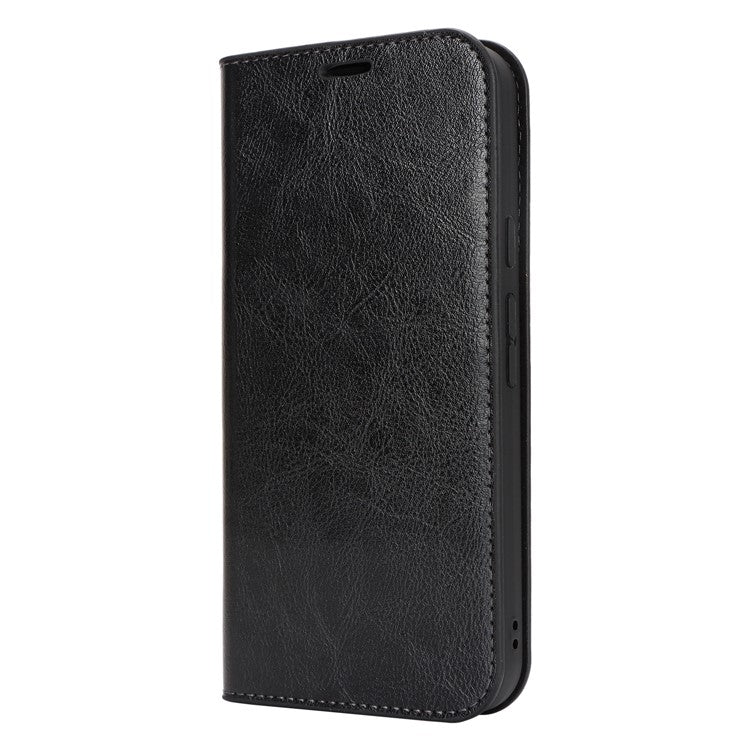 For Google Pixel 9 Pro XL Case Crazy Horse Texture Split Leather Wallet Phone Cover - Black