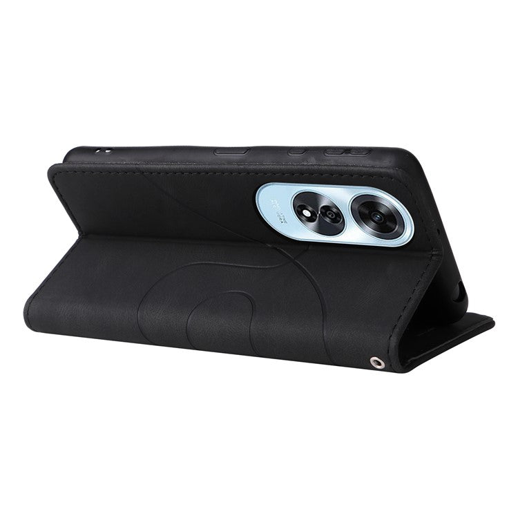 KT Leather Series-1 For Oppo A60 4G Case Wallet Color Splicing Leather Phone Cover - Black
