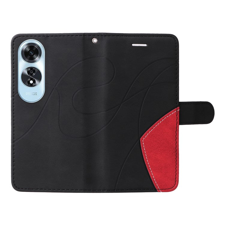 KT Leather Series-1 For Oppo A60 4G Case Wallet Color Splicing Leather Phone Cover - Black