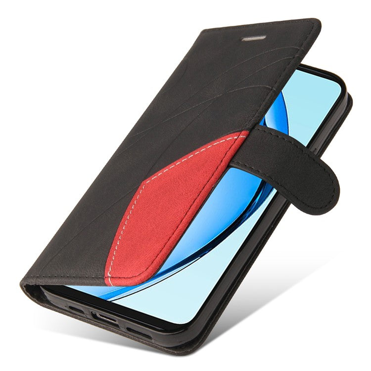 KT Leather Series-1 For Oppo A60 4G Case Wallet Color Splicing Leather Phone Cover - Black