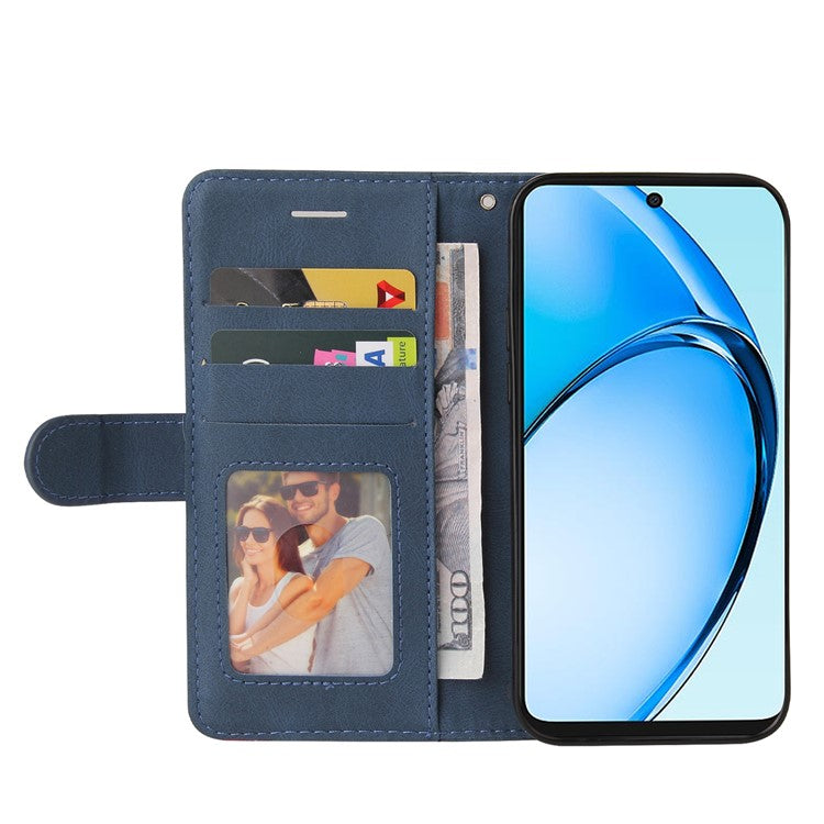 KT Leather Series-1 For Oppo A60 4G Case Wallet Color Splicing Leather Phone Cover - Blue