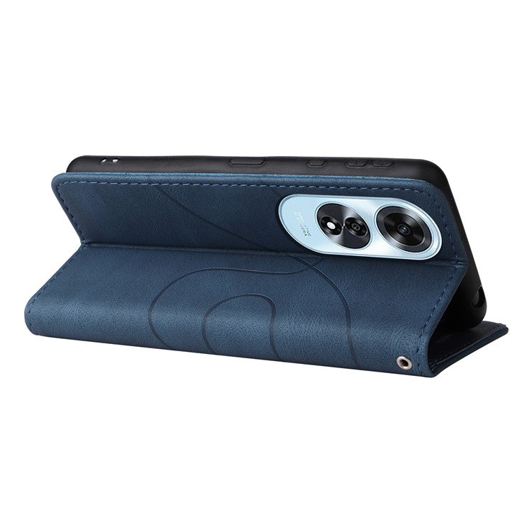 KT Leather Series-1 For Oppo A60 4G Case Wallet Color Splicing Leather Phone Cover - Blue
