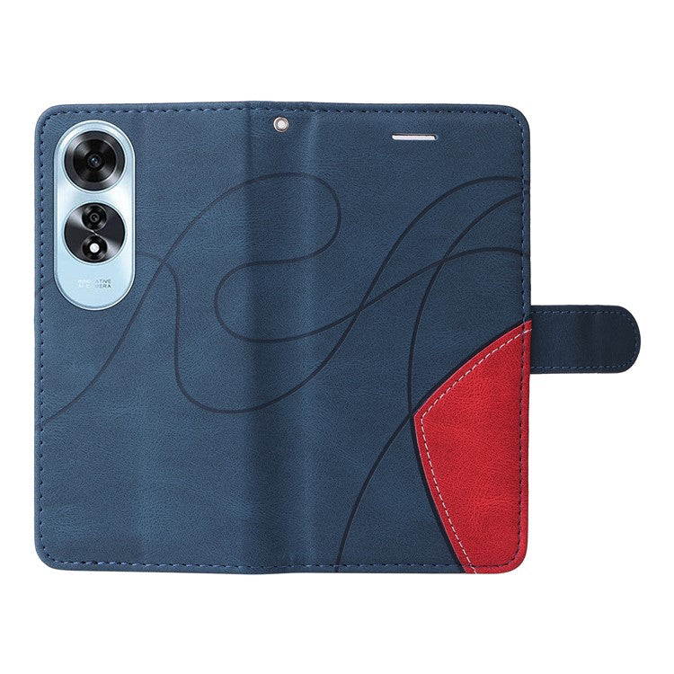 KT Leather Series-1 For Oppo A60 4G Case Wallet Color Splicing Leather Phone Cover - Blue