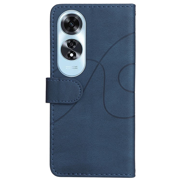 KT Leather Series-1 For Oppo A60 4G Case Wallet Color Splicing Leather Phone Cover - Blue