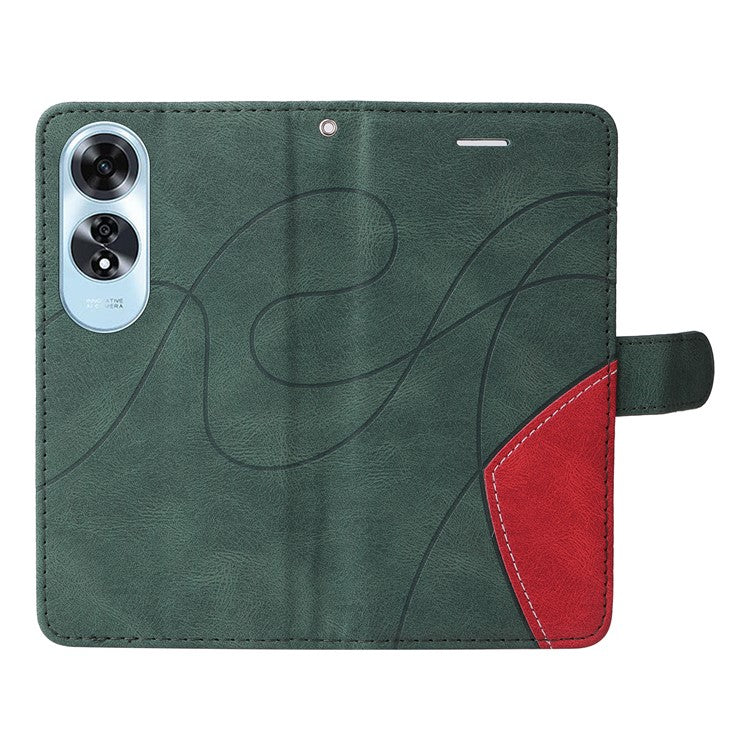 KT Leather Series-1 For Oppo A60 4G Case Wallet Color Splicing Leather Phone Cover - Green