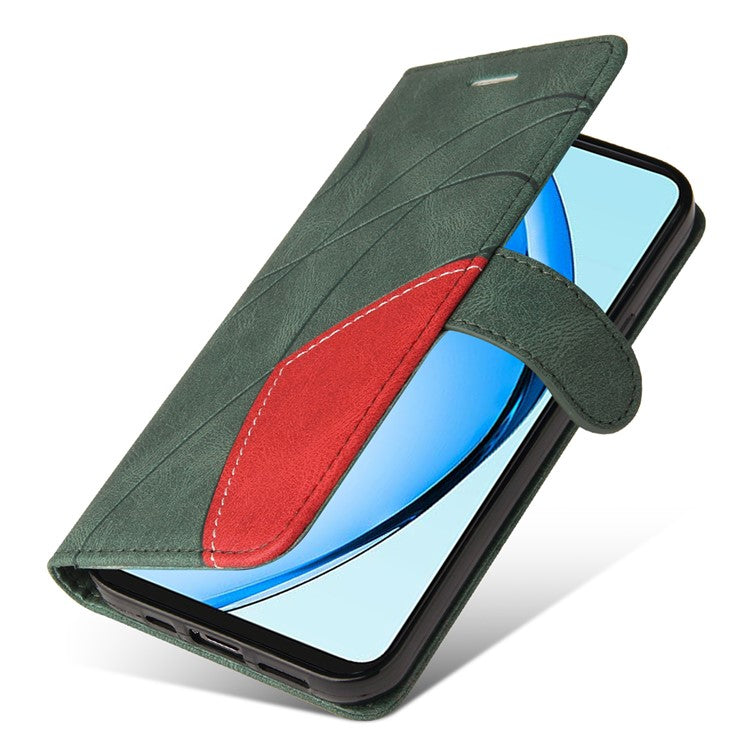 KT Leather Series-1 For Oppo A60 4G Case Wallet Color Splicing Leather Phone Cover - Green