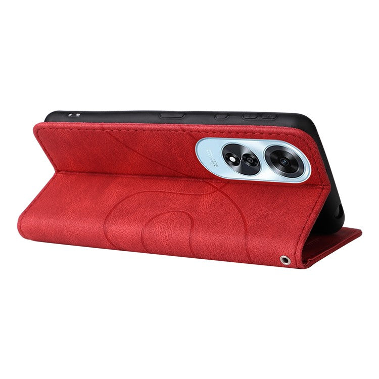 KT Leather Series-1 For Oppo A60 4G Case Wallet Color Splicing Leather Phone Cover - Red