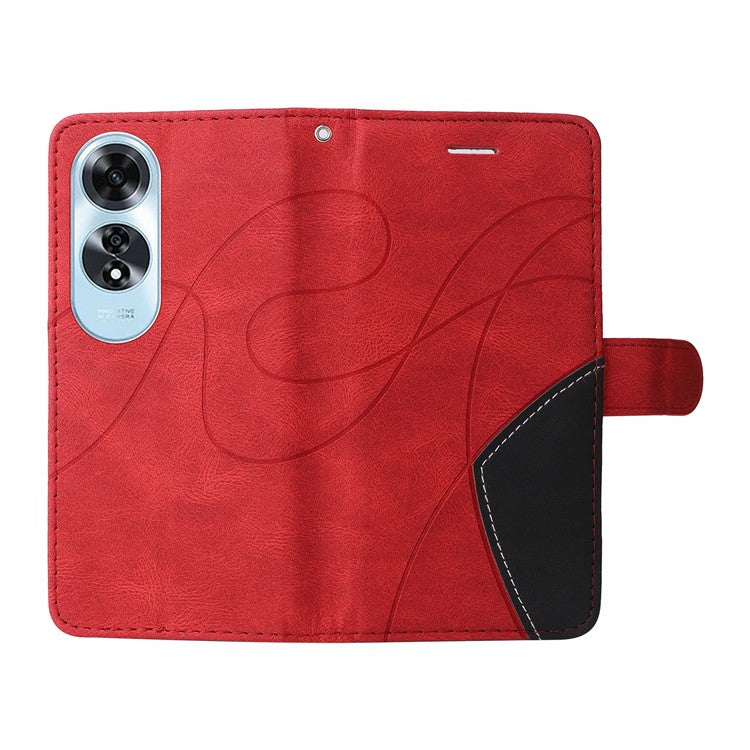 KT Leather Series-1 For Oppo A60 4G Case Wallet Color Splicing Leather Phone Cover - Red