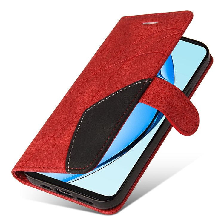 KT Leather Series-1 For Oppo A60 4G Case Wallet Color Splicing Leather Phone Cover - Red
