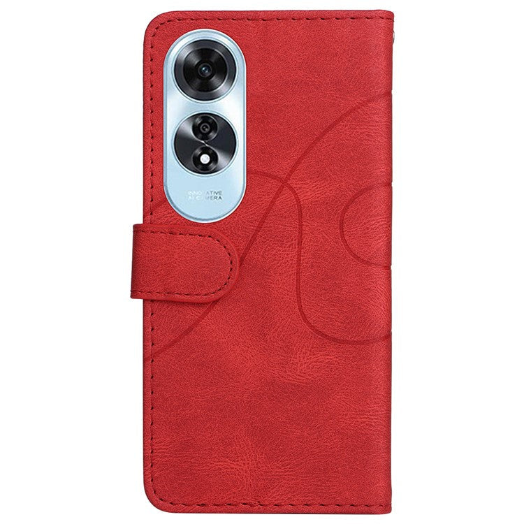 KT Leather Series-1 For Oppo A60 4G Case Wallet Color Splicing Leather Phone Cover - Red