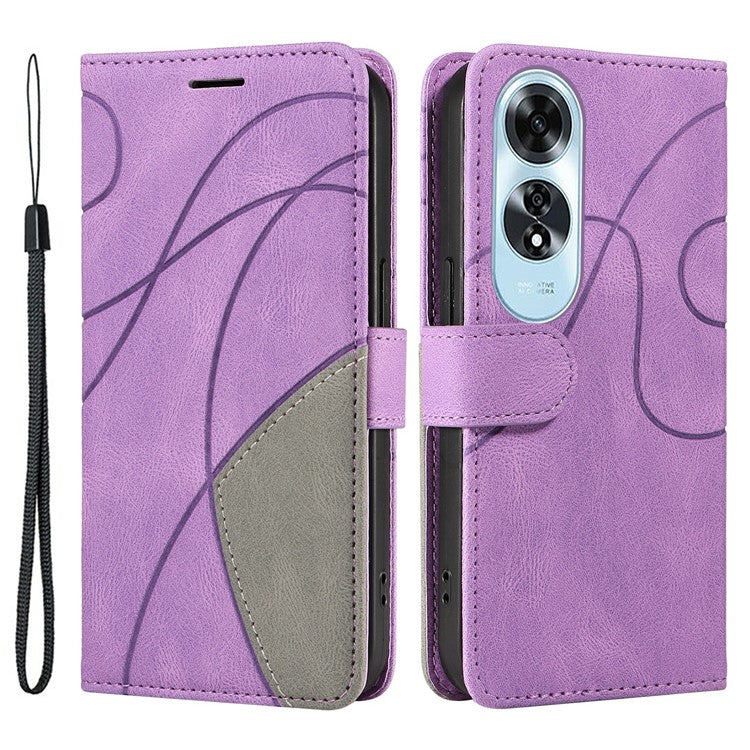 KT Leather Series-1 For Oppo A60 4G Case Wallet Color Splicing Leather Phone Cover - Light Purple
