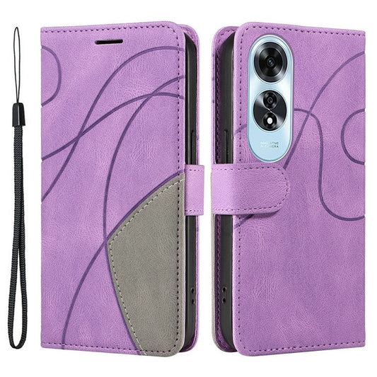 KT Leather Series-1 For Oppo A60 4G Case Wallet Color Splicing Leather Phone Cover - Light Purple