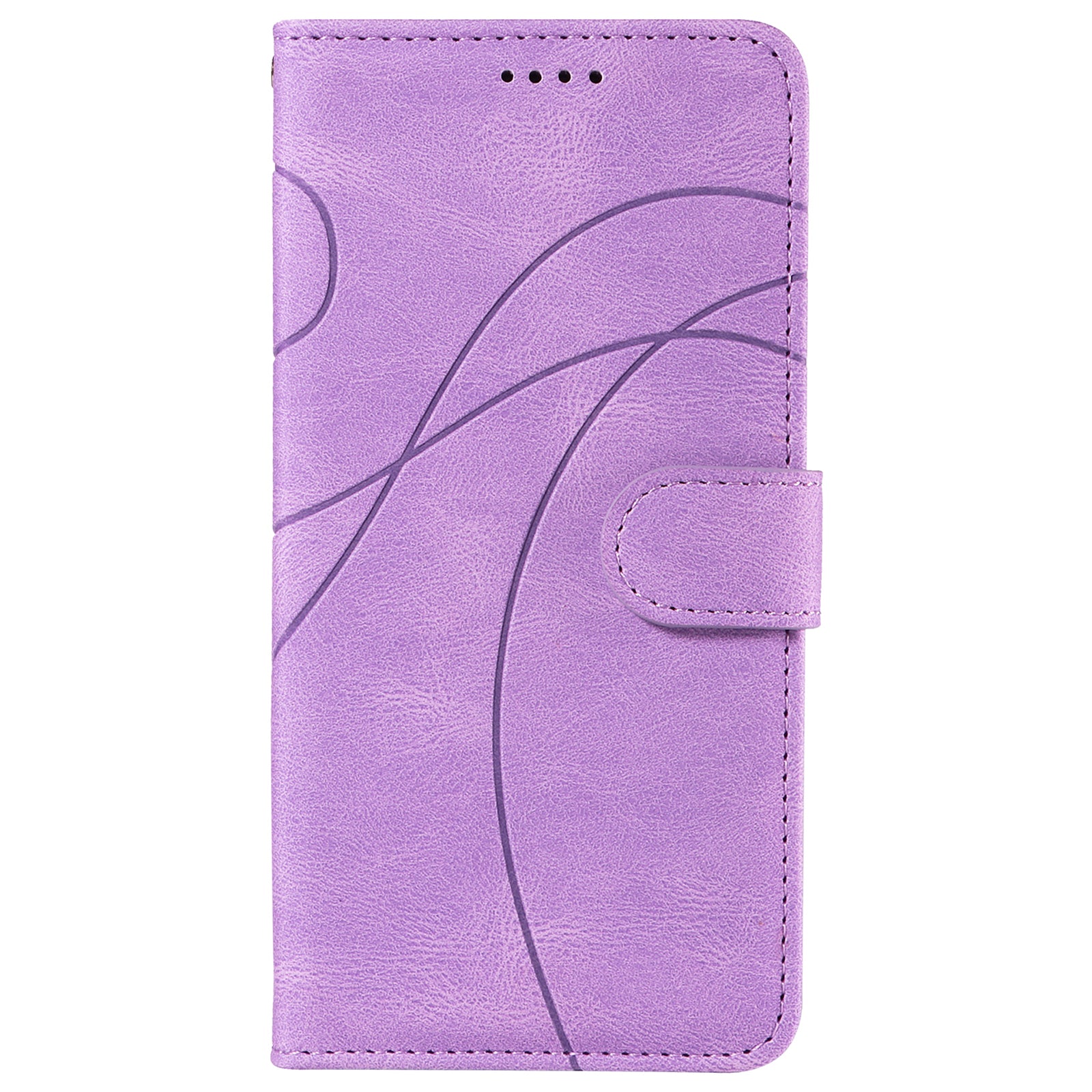 For iPhone 16 Case Flip PU Leather Phone Cover with Curved Line - Light Purple