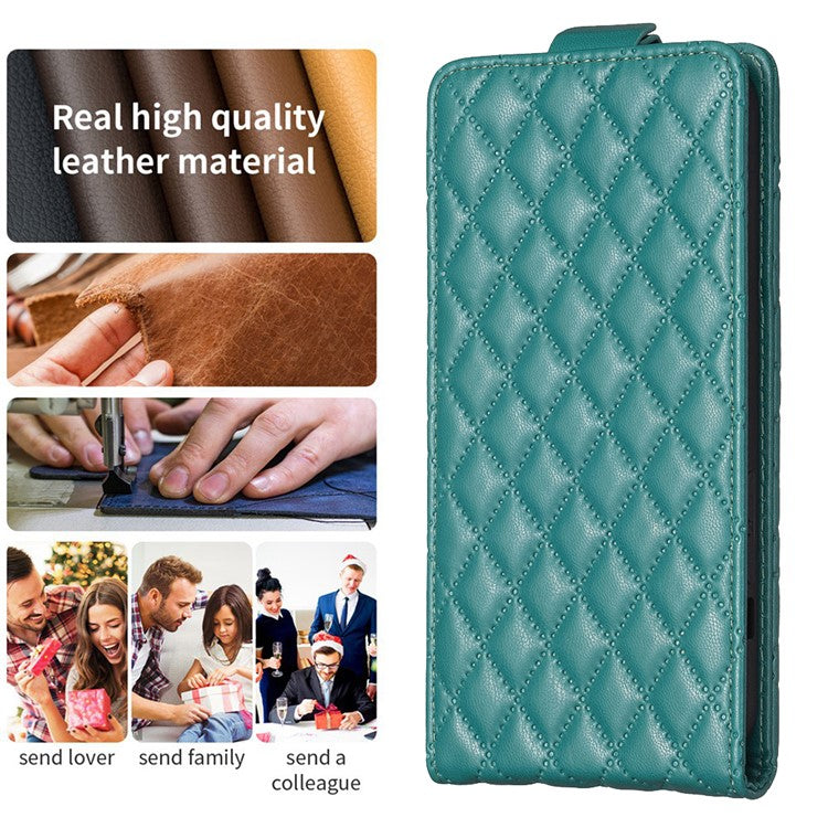 BF30 For iPhone 16 Pro Case Vertical Flip Card Slots Leather Phone Cover - Green