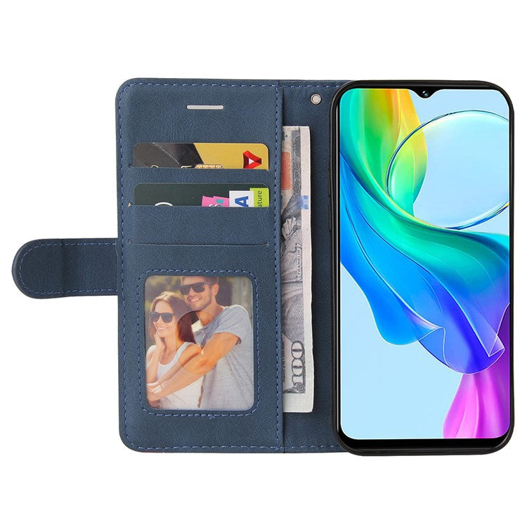KT Leather Series-1 For vivo Y03 Case Color Splicing Flip Leather Phone Cover - Blue