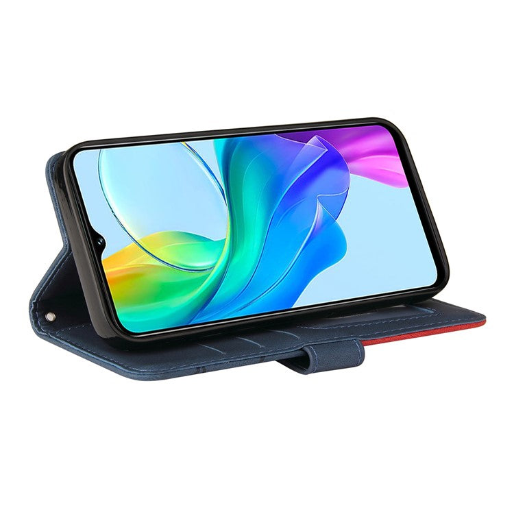 KT Leather Series-1 For vivo Y03 Case Color Splicing Flip Leather Phone Cover - Blue