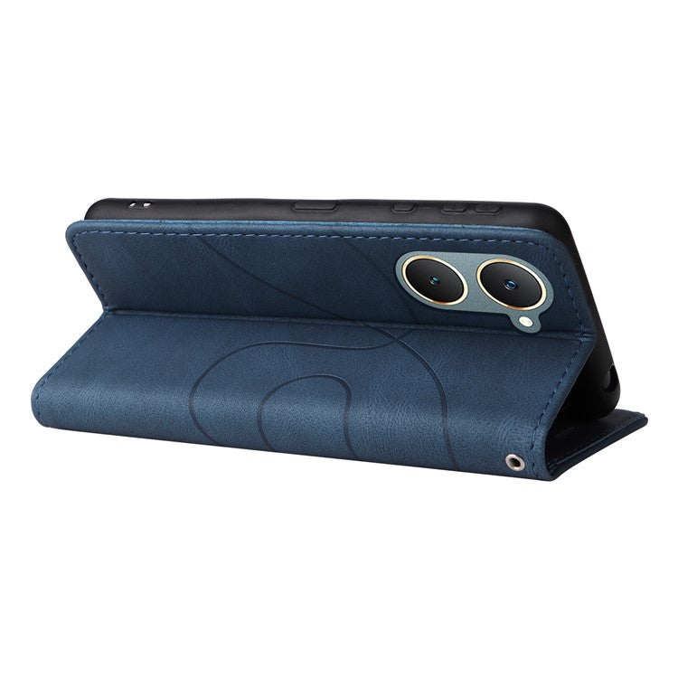 KT Leather Series-1 For vivo Y03 Case Color Splicing Flip Leather Phone Cover - Blue