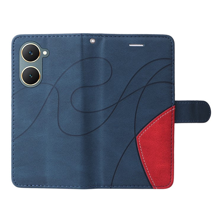 KT Leather Series-1 For vivo Y03 Case Color Splicing Flip Leather Phone Cover - Blue
