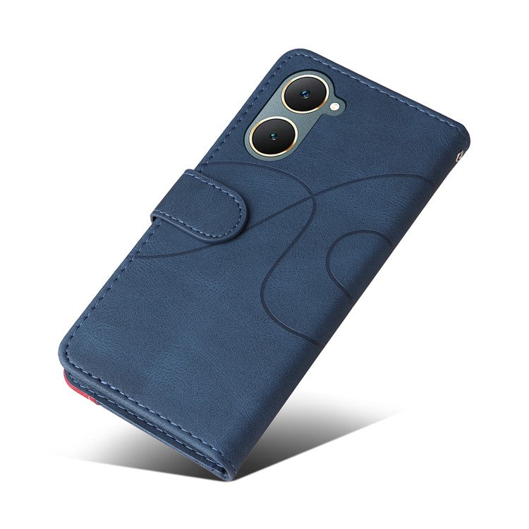 KT Leather Series-1 For vivo Y03 Case Color Splicing Flip Leather Phone Cover - Blue