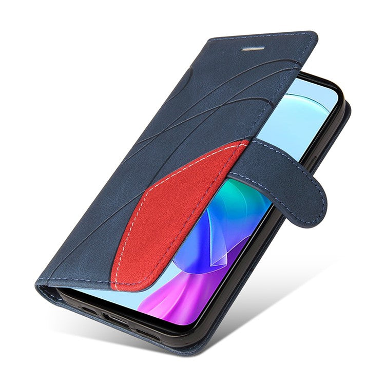 KT Leather Series-1 For vivo Y03 Case Color Splicing Flip Leather Phone Cover - Blue